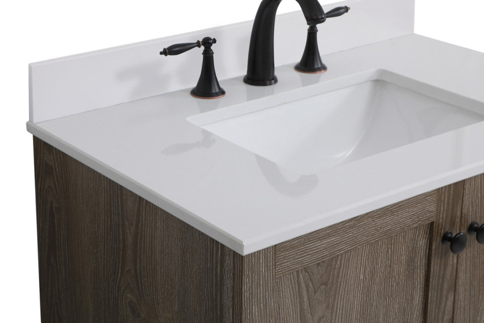 Home Living 30" Single Bathroom Vanity, Weathered Oak With Backsplash