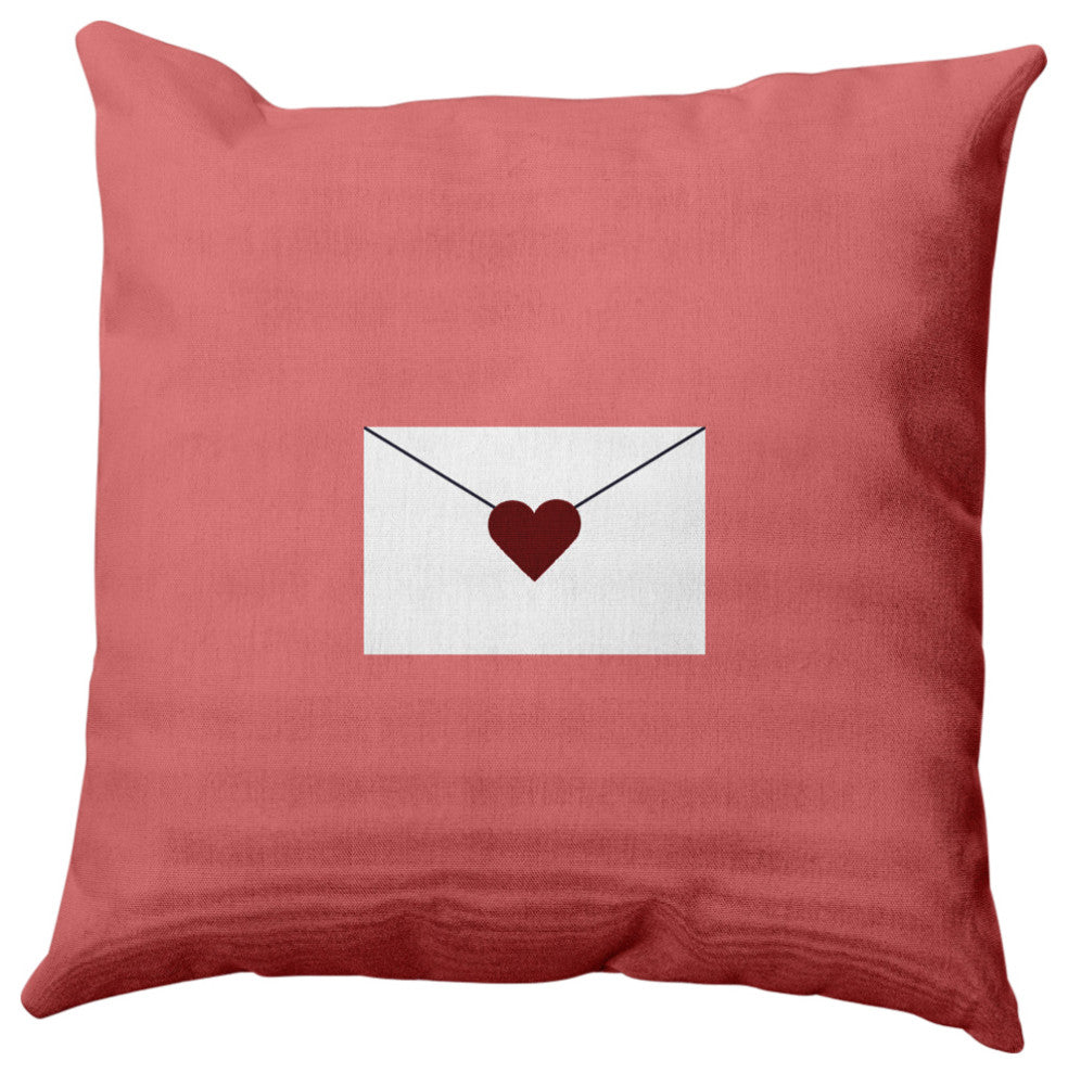 Love Letter Valentines Indoor/Outdoor Throw Pillow, Coral/Maroon, 18x18"