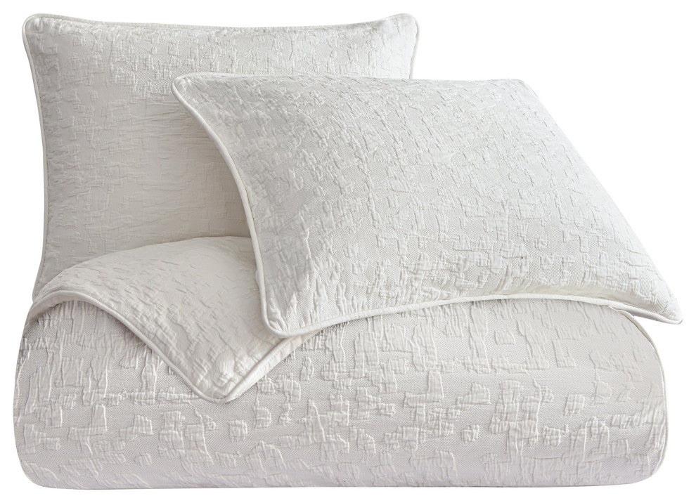 Porto Matelasse Comforter Set, 3PC, Vintage White, Super King