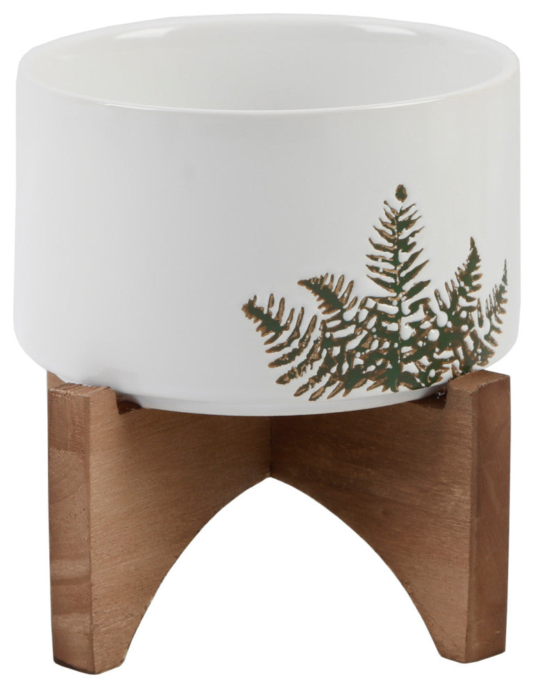 5" Etched Leaf Ceramic On Stand