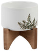 5" Etched Leaf Ceramic On Stand