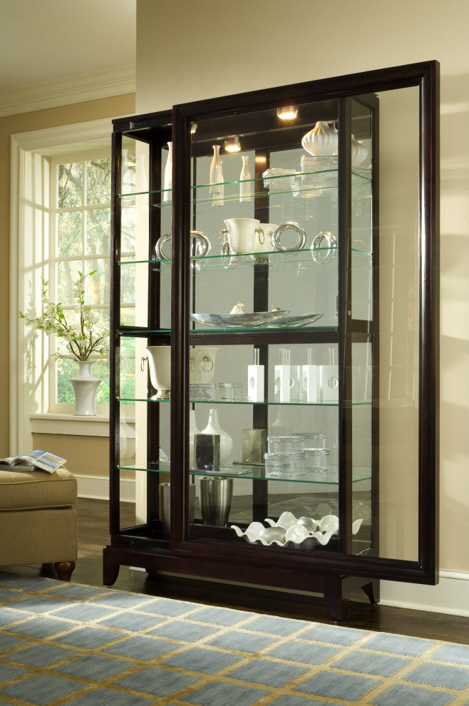 Sliding Door 5 Shelf Curio Cabinet in Deep Brown by Pulaski Furniture