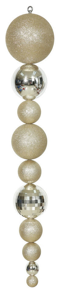 Vickerman N104738 44" Champagne Matte, Shiny, and Glitter Ball Finial Ornament