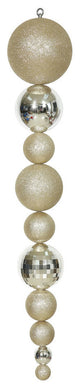 Vickerman N104738 44" Champagne Matte, Shiny, and Glitter Ball Finial Ornament