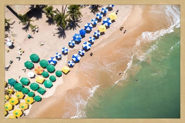 "Beach Umbrellas" Framed Painting Print, 24"x16"