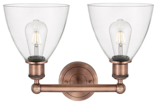 Bristol Glass 2-Light 17" Bath Vanity Light, Antique Copper Finish, Clear Shade