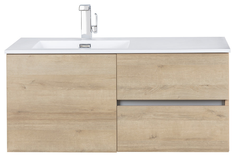 Beachwood 42" Wall Mount Bathroom Vanity, Light Wood