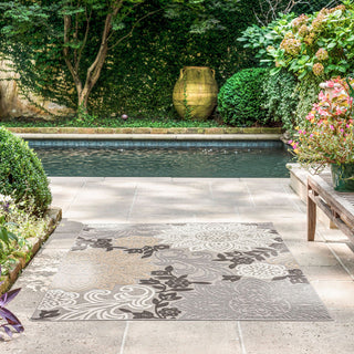 Omalley Modern Floral Area Rug, Beige & Gray, 7'11" X 10'3"