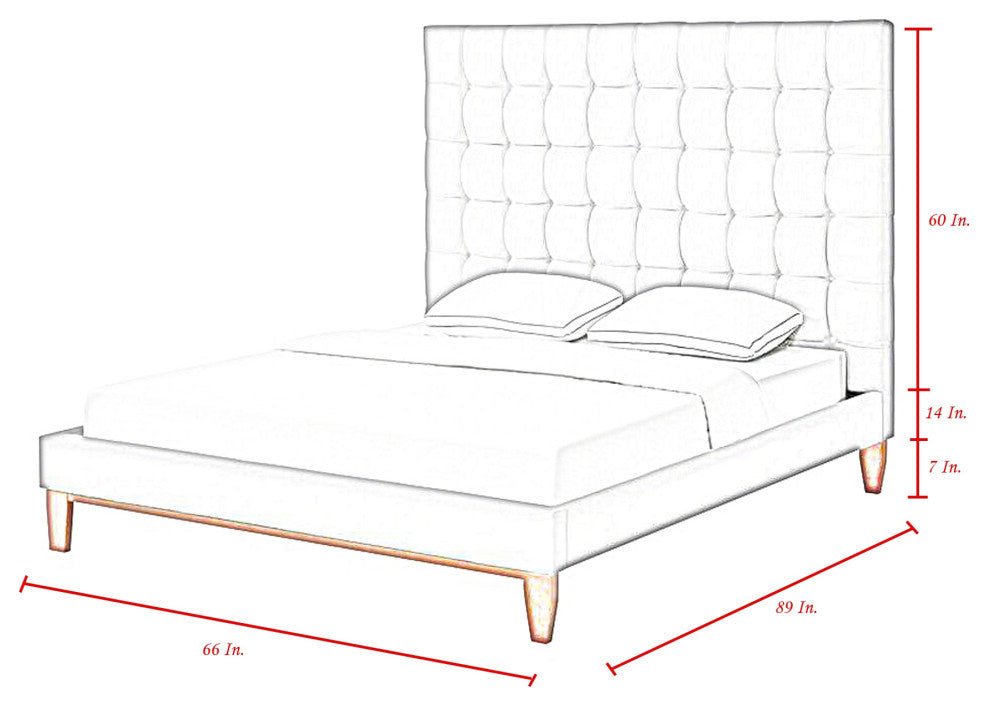 Baldwin Button Tufted Platform Bed, Silver Gray, Queen