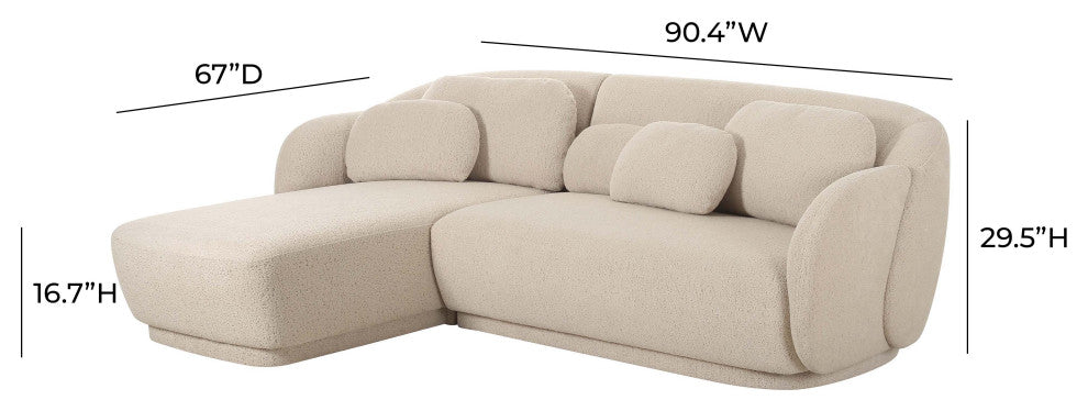 Misty Cream Boucle Sectional, Laf