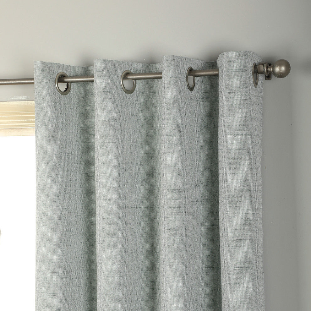 Tavria Basketweave Blackout Grommet Curtains Set of 2, Green, 52 X 84"