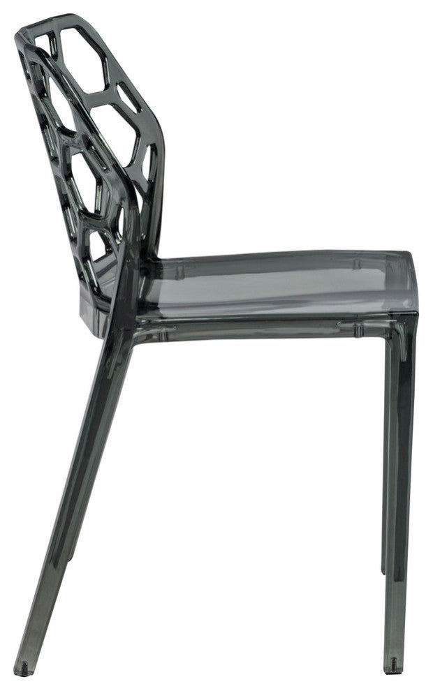 Leisuremod Dynamic HoneyComb Design Dining Chair, Set of 4, Transparent Black