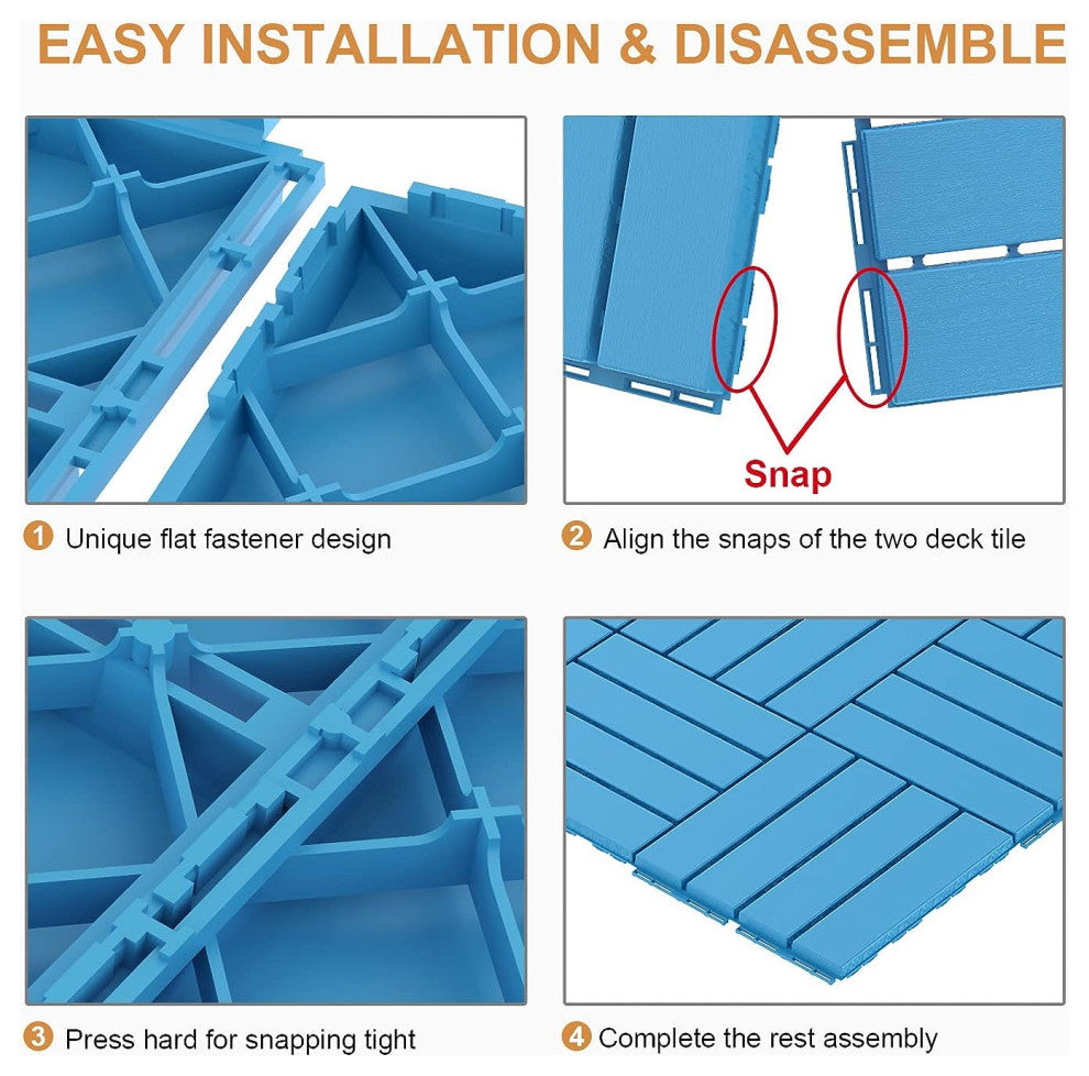 Plastic Interlocking Deck Tiles, 36 Pack