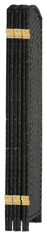 4 ft. Short Diamond Weave Fiber Room Divider Black 6 Panel