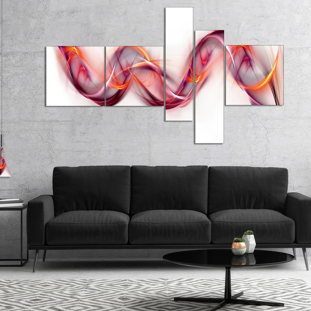Tangled Pink Gold Waves, Abstract Canvas art print, 60"x32", 5 panels
