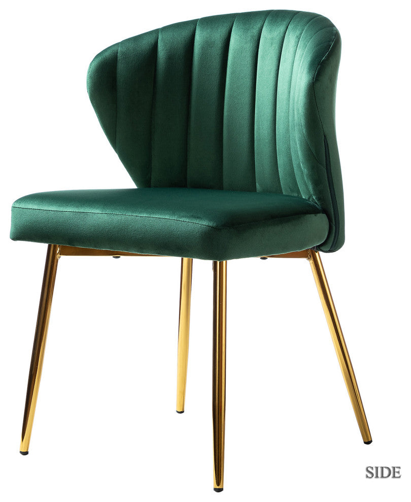 Luna Contemporary Side Chair With Tufted Back, Green