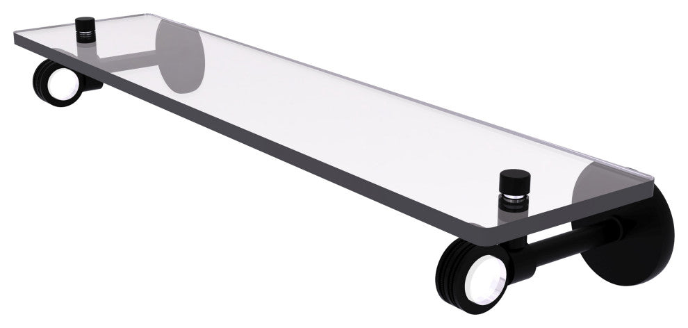 Clearview 22" Glass Shelf with Dotted Accents, Matte Black