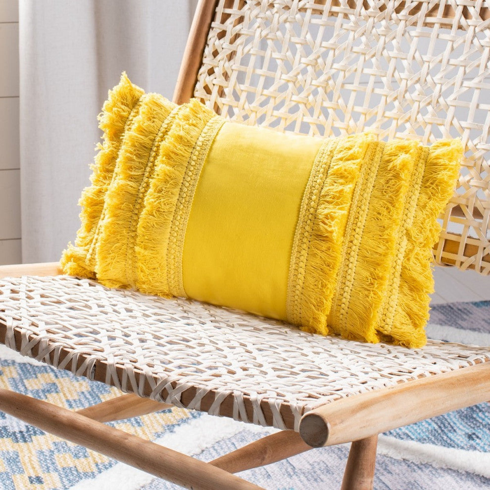 Safavieh Grema Pillow, Yellow, 20"x12"