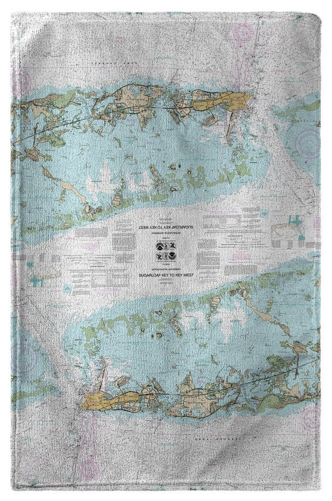 Betsy Drake Sugarloaf Key to Key West, FL Nautical Map Beach Towel