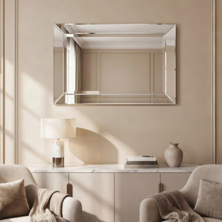 Antique Beveled Rectangle Wall Mirror, 1" Beveled Center 24"x36" Bathroom Mirror