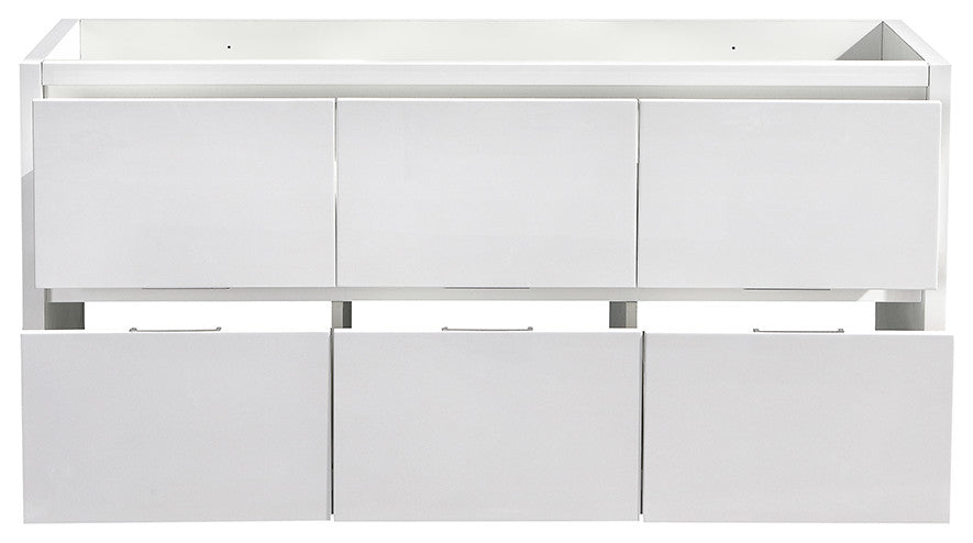 Valencia Free Standing Double Sink Bathroom Cabinet, Glossy White, 48"