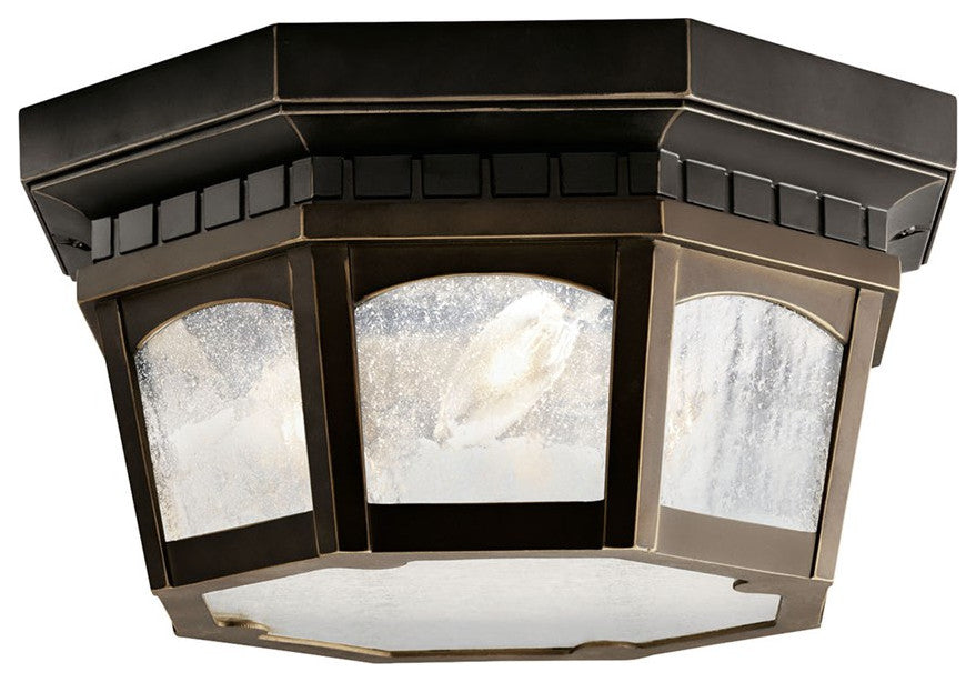 Kichler Courtyard 3 Light Outdoor Flush-Semi Flush Mount in Rubbed Bronze