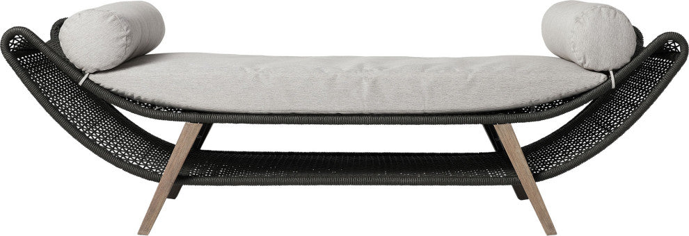 Reverie Bench, Dark Gray Cord and Weathered Eucalyptus