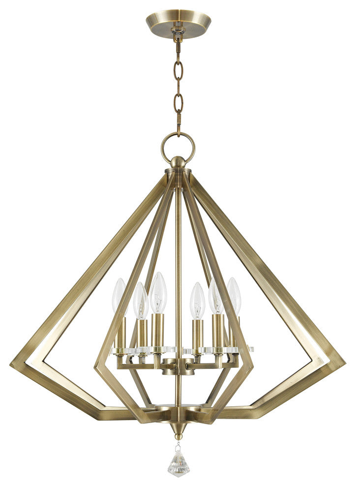 Diamond Chandelier, Antique Brass