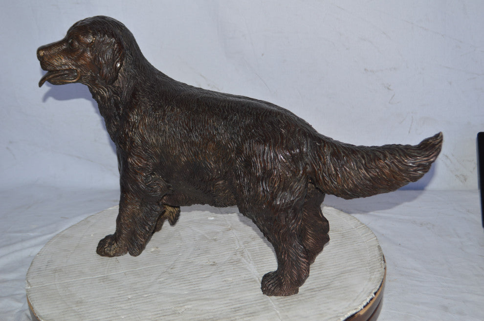 Golden Retriever dog bronze statue - Size: 26"L x 7"W x 16"H.