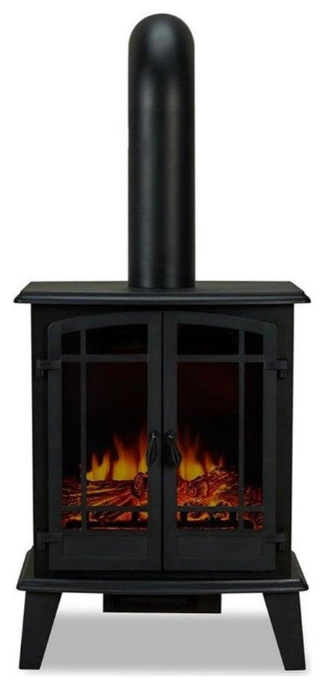 Real Flame Contemporary Metal Foster Stove Electric Fireplace in Black