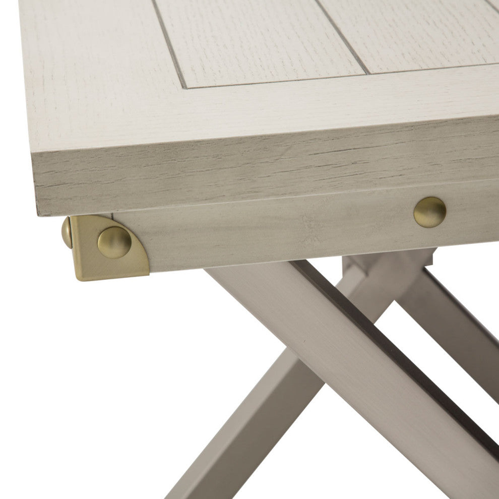 Menlo Station End Table - Vanilla/Brushed Silver