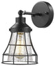 Seeded Glass Wall Sconce Black Arm Cage Wall Lamp