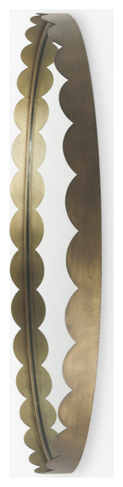 Adelaide 29.7" Gold Metal Scallop Edge Round Mirror