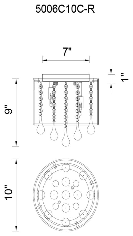 Water Drop 4 Light Drum Shade Flush Mount With Chrome Finish
