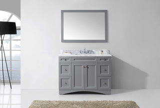 Virtu Elise 48" Single Bathroom Vanity, White , Black Granite Top, Mirror