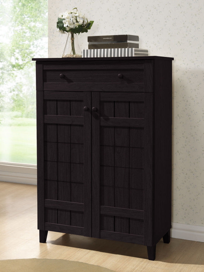 Baxton Studio Glidden Dark Brown Wood Modern Shoe Cabinet (Tall)