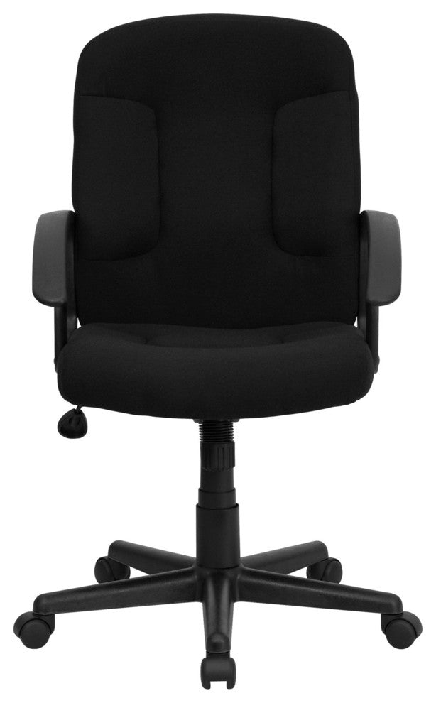 Mid-Back Black Fabric Executive Swivel Chair With Nylon Arms