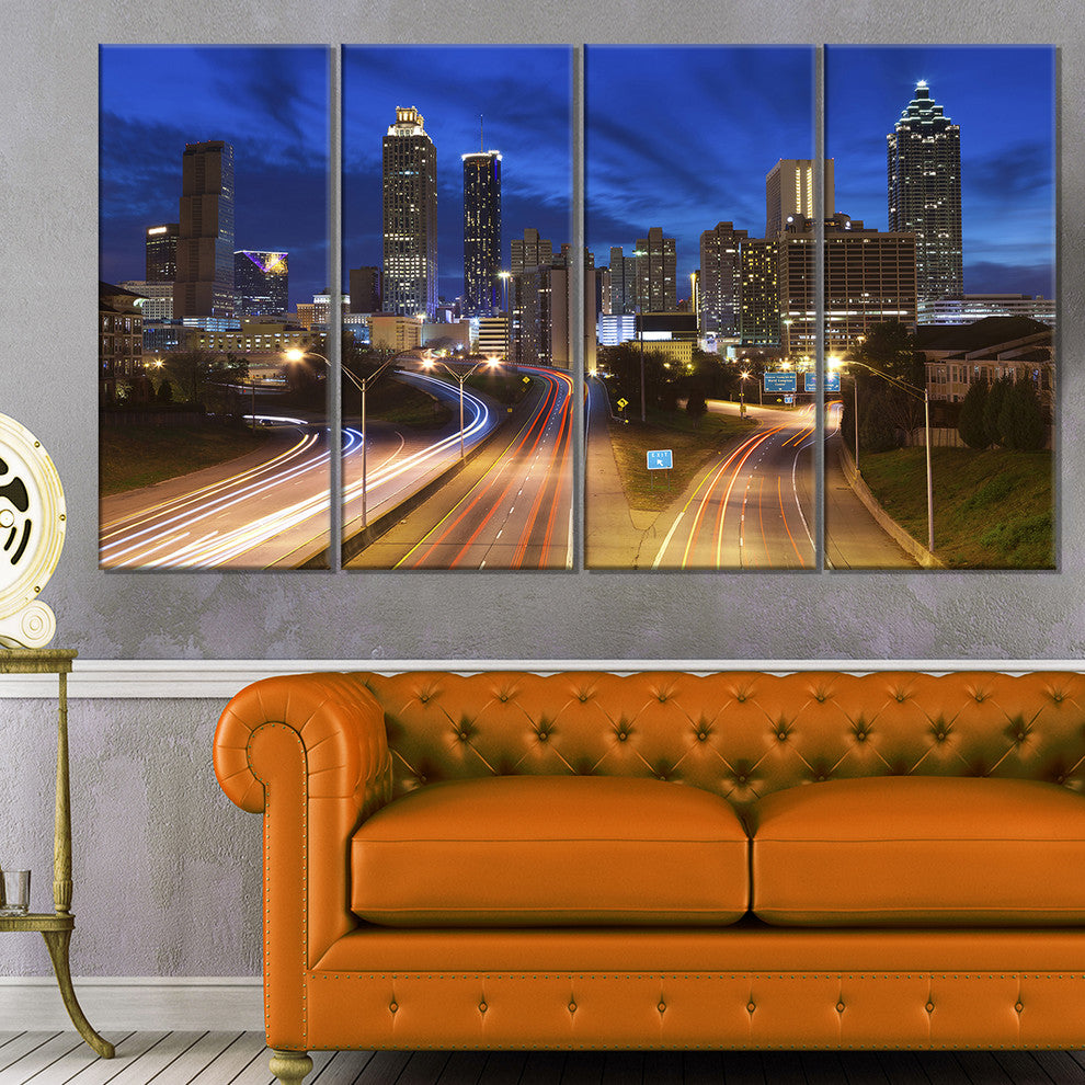 "Atlanta Skyline Twilight Blue Hour" Canvas Print, 4 Panels