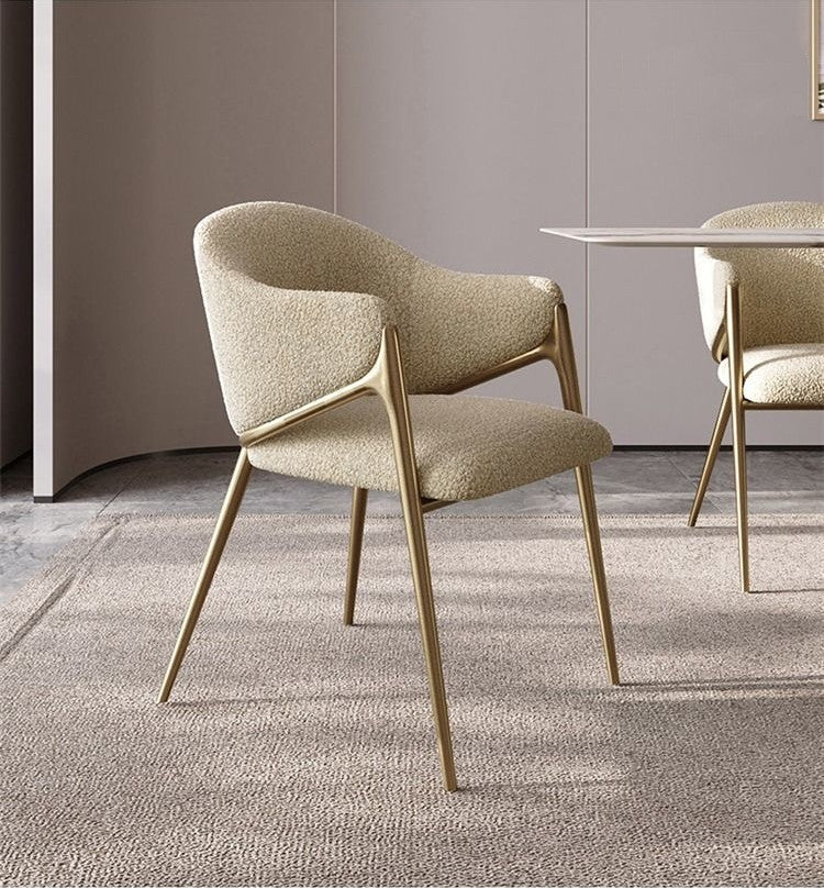 Light Luxury Postmodern Minimalist Dining Chair, Beige