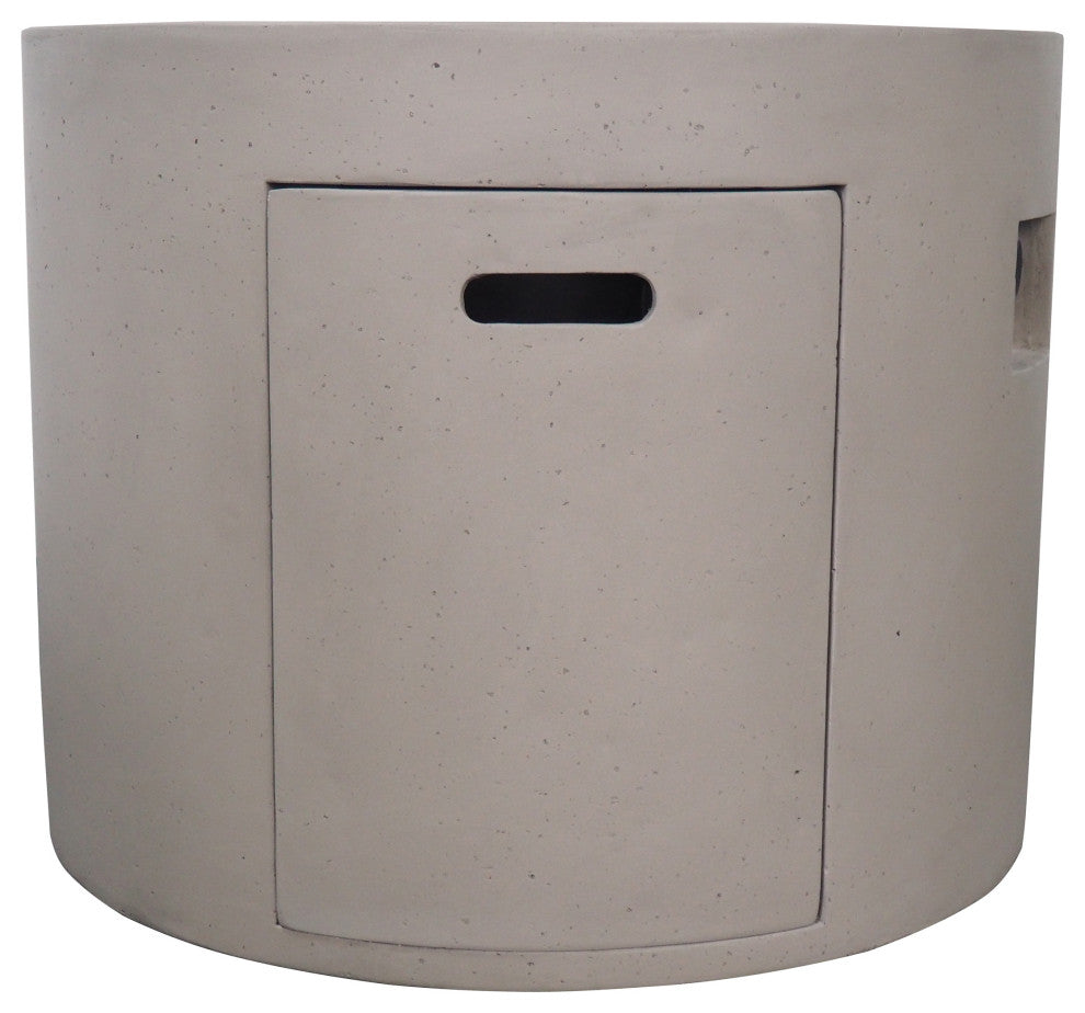 GDF Studio Leo Outdoor 31" Round Light Weight Concrete Gas Burning Fire Pit, Light Gray
