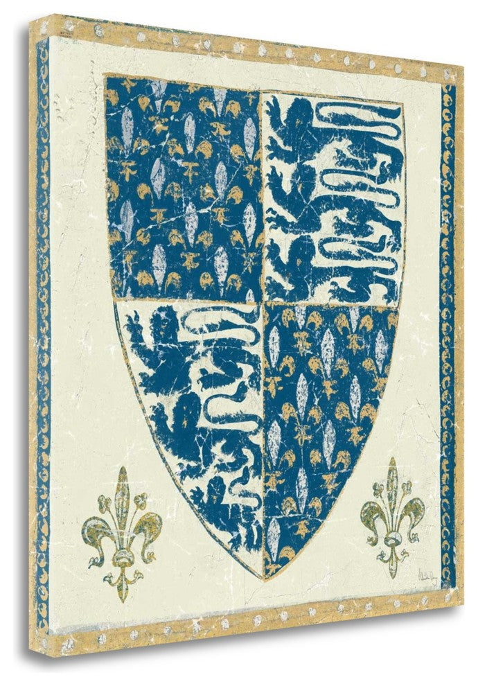 "Regal Shield Indigo And Cream" By Meloushka Designs, Gallery Wrap Canvas