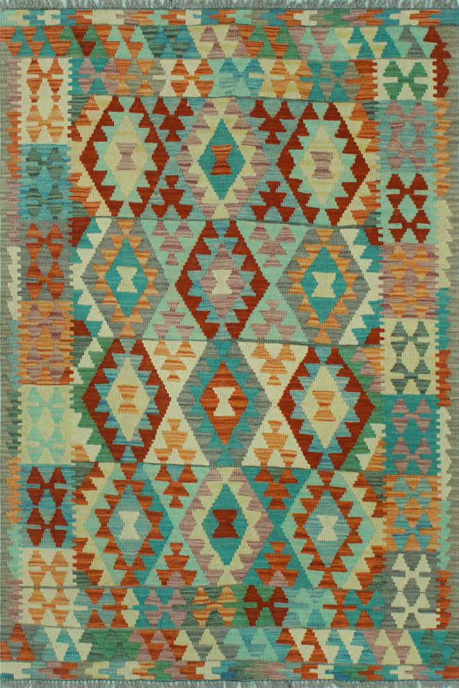 Sangat Kilim Askhat Rust/Gray Rug, 4'0x5'10