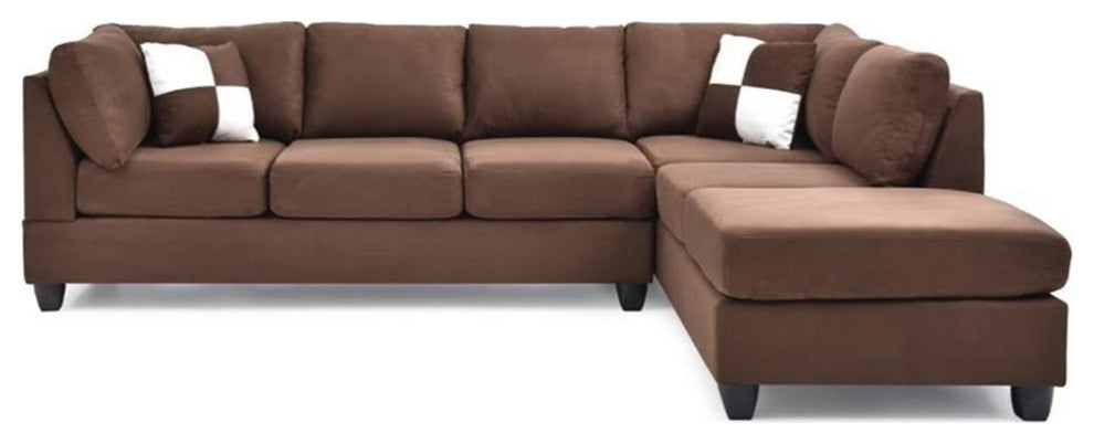 Glory Furniture Malone Microsuede Sectional in Chocolate