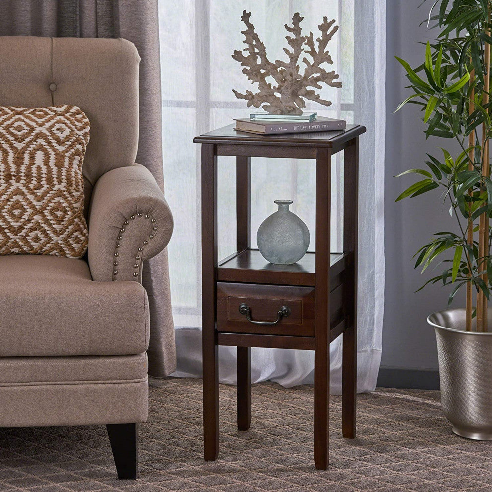 Acacia Wood Accent Table, Brown Mahogany