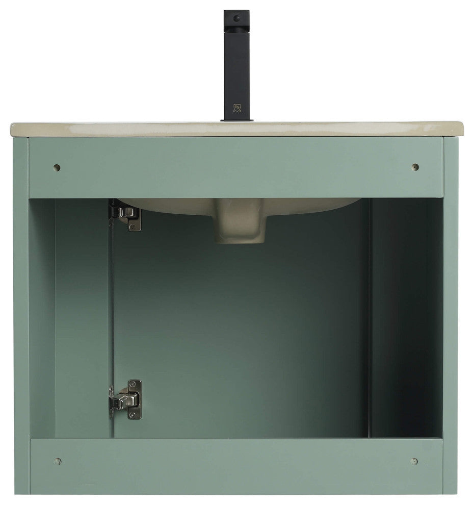 Caskvalley Bath Vanity, Straight Fluted Design Sink Included, Mint Green, 24"