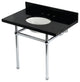 KVPK3630KB1 36" Black Granite Console Sink with Brass Legs