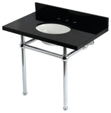 KVPK3630KB1 36" Black Granite Console Sink with Brass Legs
