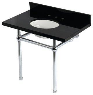 KVPK3630KB1 36" Black Granite Console Sink with Brass Legs