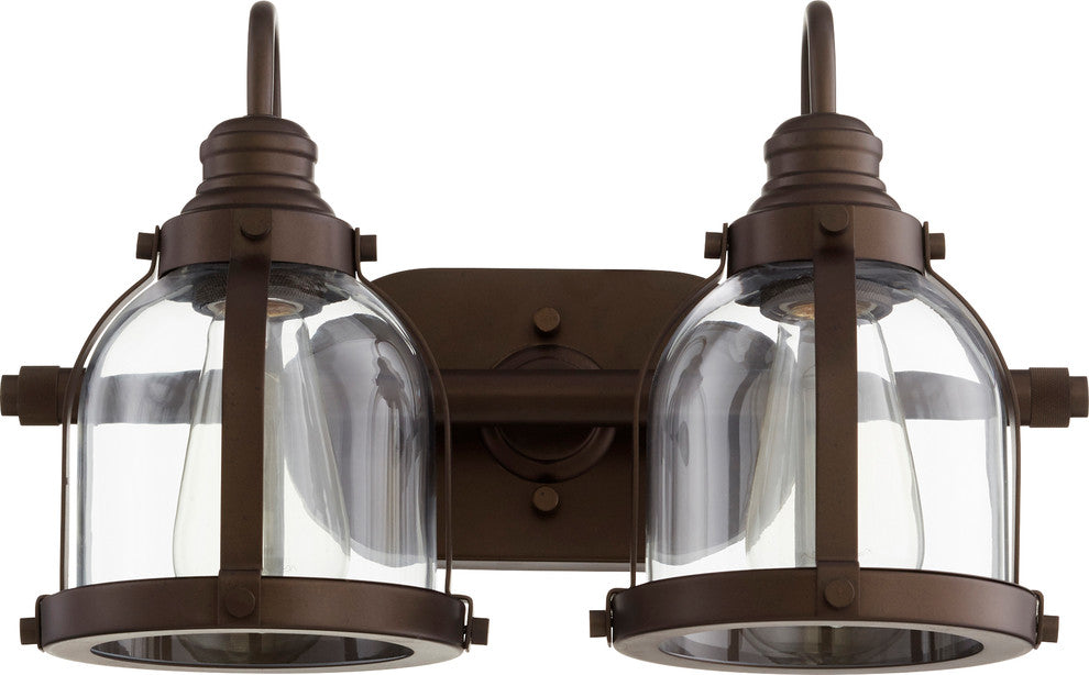2-Light Banded Dome Vanity Fixture, Oiled Bronze