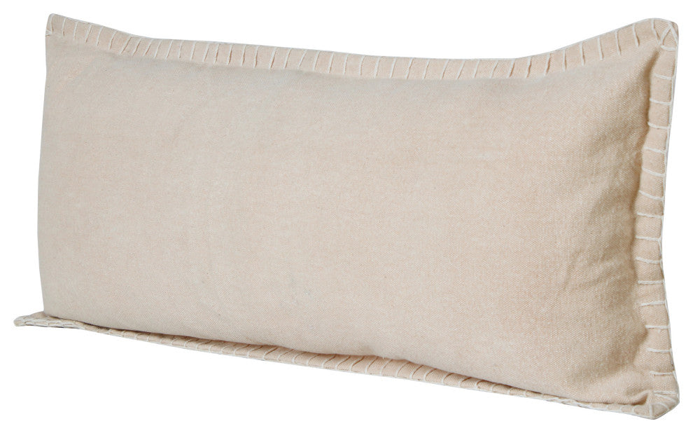 Ox Bay Handwoven Beige Solid Organic Cotton Pillow Cover, 14"x36"